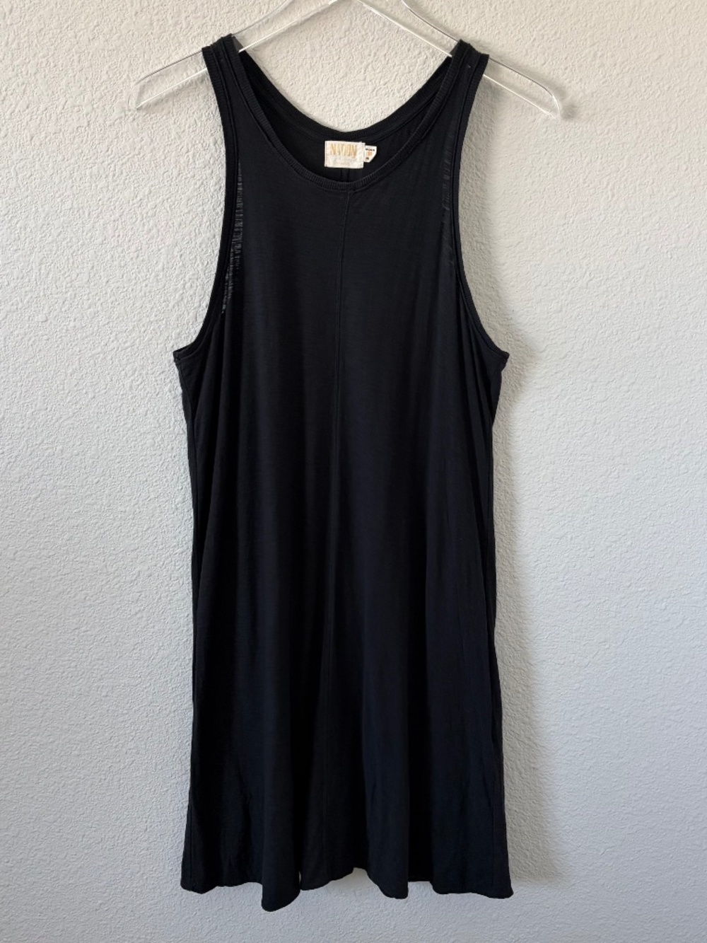 Nation Ltd Pima Cotton Sleeveless Black Mini Dress Size M A-Line Lightweight